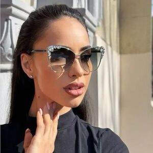 Jimmy Choo Black and Silver Embellished Sunglasses